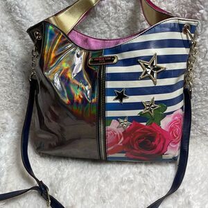 Nicole lee American Flag Satchel/shoulder bag Blue & white stripes ,red …